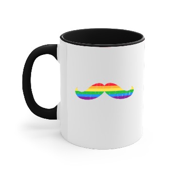 Discover Moustache Movember Rainbow Color Vintage Design Accent Mugs