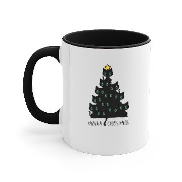 Discover Black Cat Xmas Tree Accent Mugs