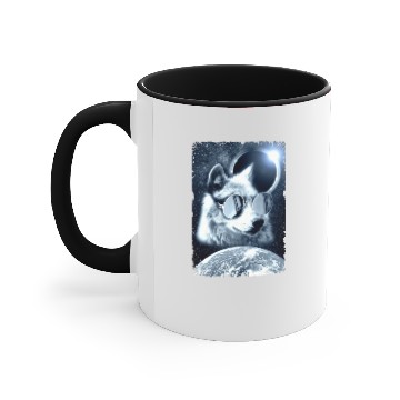 Discover Galaxy Wolf Sunglasses Solar Eclipse Earth Accent Mugs