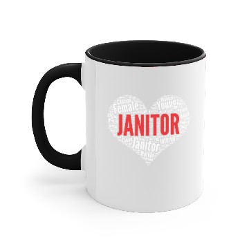 Discover Janitor Heart Shape Word Cloud Design design Accent Mugs
