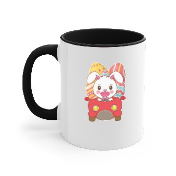 Discover Bunny Car Easter Funny Eggs Accent Mugs