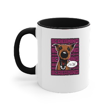 Discover screaming dog i'm fine Accent Mugs