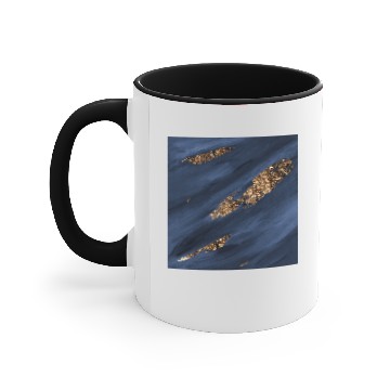 Discover Navy Blue Paint Brushstrokes Gold Foil Accent Mugs