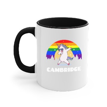 Discover Cambridge Massachusetts LGBTQ Gay Pride Rainbow Accent Mugs