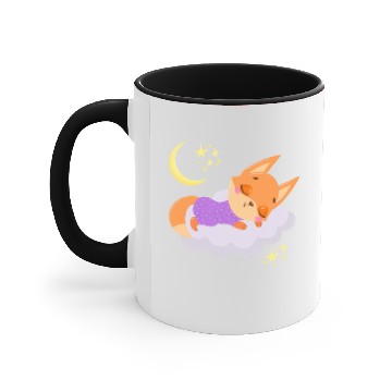 Discover cute fox sleeping on the cloud Accent Mugs
