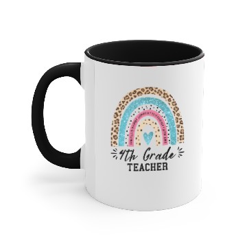 Discover 4th grade teacher rainbow teach love inspire lead Accent Mugs