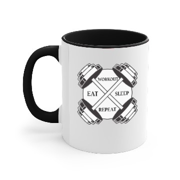 Discover Eat workout sleep repeat Accent Mugs