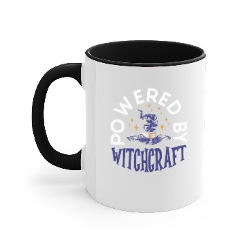 Discover Powered By Witchcraft Witch Hat Spooky Sorcery Accent Mugs