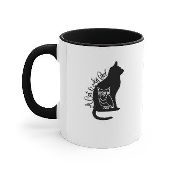 Discover A Cat And An Owl Accent Mugs