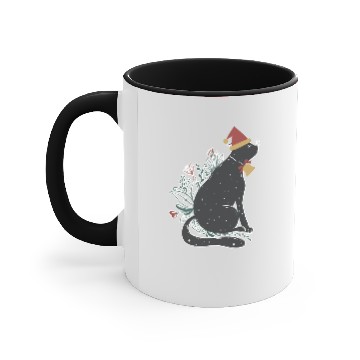 Discover Santa Black Cat Tangled Up In Christmas Tree Light Accent Mugs