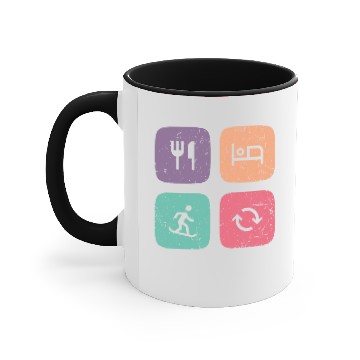 Discover Eat Sleep Snowboarding Repeat Square Vintage Accent Mugs