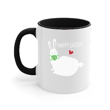 Discover Happy Easter Funny White Rabbit Bunny Accent Mugs