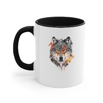 Discover wolf face art Accent Mugs
