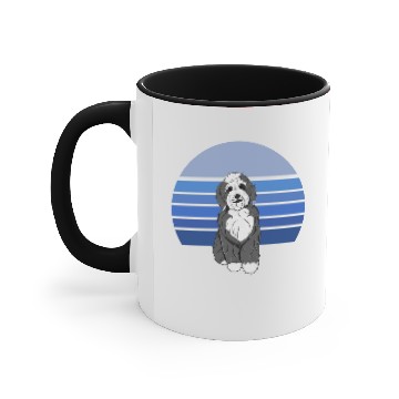 Discover Bernedoodle Retro Blue Accent Mugs