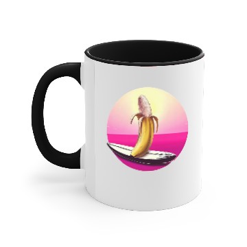 Discover Surfing banana sunset Accent Mugs