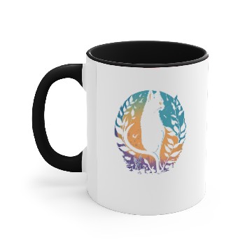 Discover Black cat in multicolored background Accent Mugs