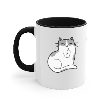 Discover Funny Cat Middle Finger 1 Accent Mugs
