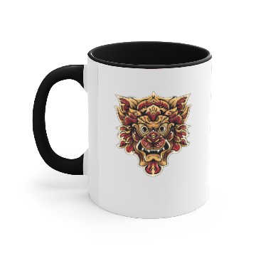 Discover Lion Masks with Batik Patterns Accent Mugs