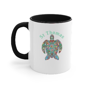 Discover St Thomas Tribal Turtle Accent Mugs