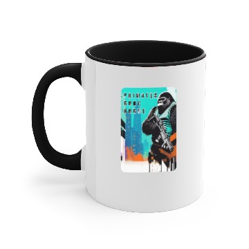 Discover Apex Predator: A Gun-Toting Ape Design 8 Accent Mugs