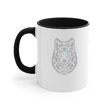 Discover Wolf Face Grey Accent Mugs