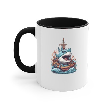 Discover shark attack Accent Mugs