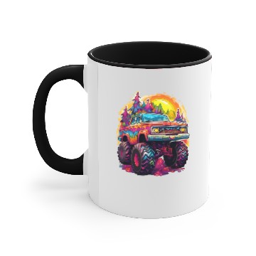 Discover Monster Truck Psychedelic Accent Mugs