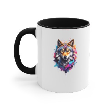 Discover Colorful Wolf Face Accent Mugs