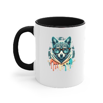 Discover Hipster Wolf Drip Accent Mugs