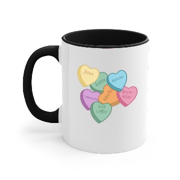 Discover coffee lover candy hearts Accent Mugs