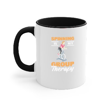 Discover Spinning Is My Group Therapy Spin Class Accent Mugs