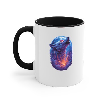 Discover Cool Wolf Howling Accent Mugs