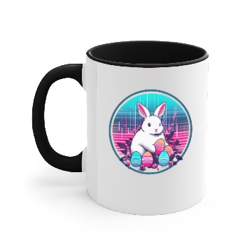 Discover White Easter Bunny with Eggs Accent Mugs