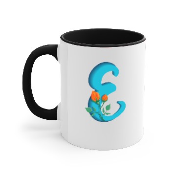 Discover Three dimensional capital letter E rose monogram Accent Mugs