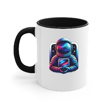 Discover Astronaut Holding Space Accent Mugs