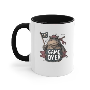 Discover Pirate Hippo Cartoon Fun, Game Over Accent Mugs