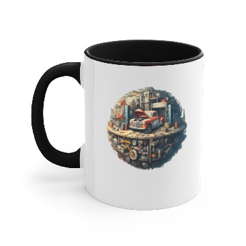 Discover Car Workshop Planet Accent Mugs