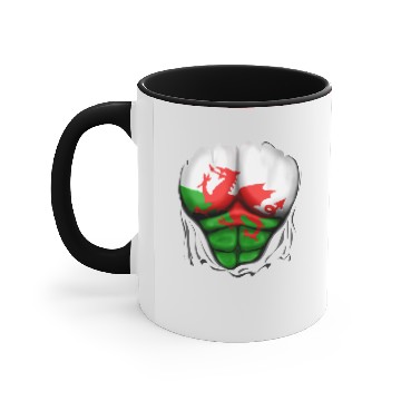 Discover Wales Flag Ripped Muscles, six pack, chest Accent Mugs