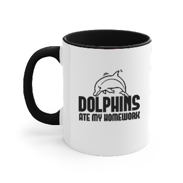 Discover Dolphins Ate My Homework Accent Mugs