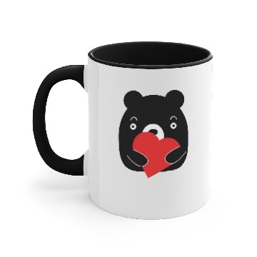 Discover Black bear holding a heart Accent Mugs