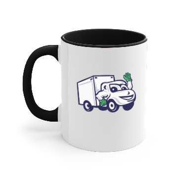 Discover Delivery Van Waving Cartoon Accent Mugs