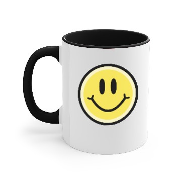Discover Smiley Face Emoticon (Yellow) Accent Mugs