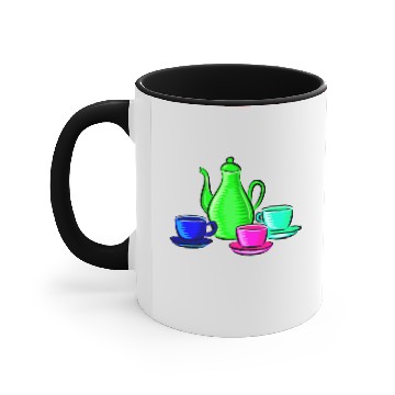 Discover Coffee pot and cups (colour 2) Accent Mugs