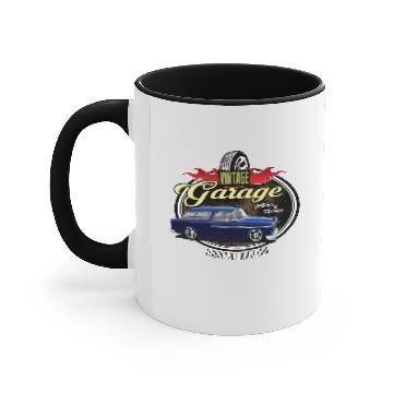 Discover Classic Car Garage with Blue Nomad Accent Mugs