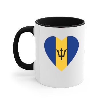 Discover Barbados Flag Heart Accent Mugs