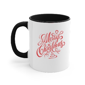 Discover Merry Christmas Red Fancy Cursive Typography Plus Size Accent Mugs