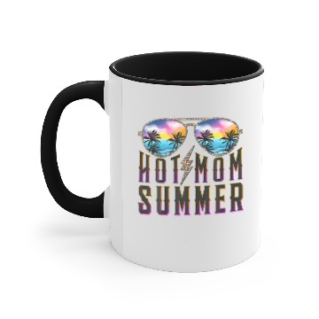 Discover Hot Mom Summer Leopard Glasses With Palm Tree Beac Accent Mugs