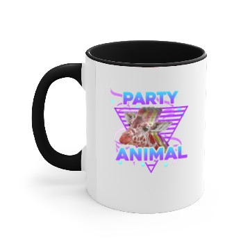 Discover PARTY ANIMAL Funny Giraffe Lover Retro 80S Girl Bo Accent Mugs