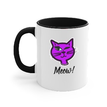 Discover Cute Winky Purple Cartoon Cat Accent Mugs