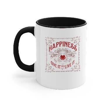 Discover Allin Gray Red 3/4 Sleeve "Happiness" Accent Mugs